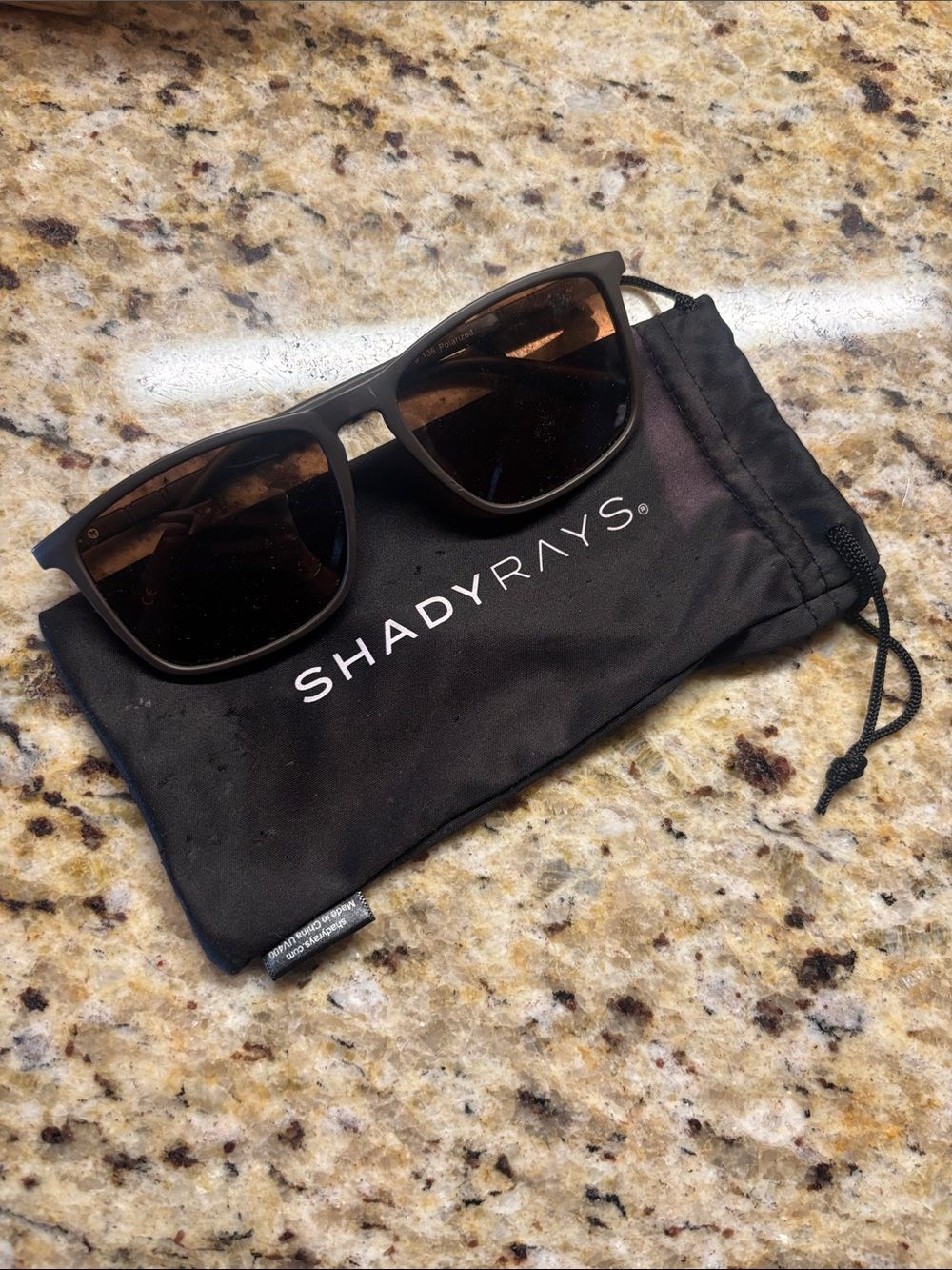 Kohl's Men’s Matte Black Sunglasses with Shady Rays cloth bag